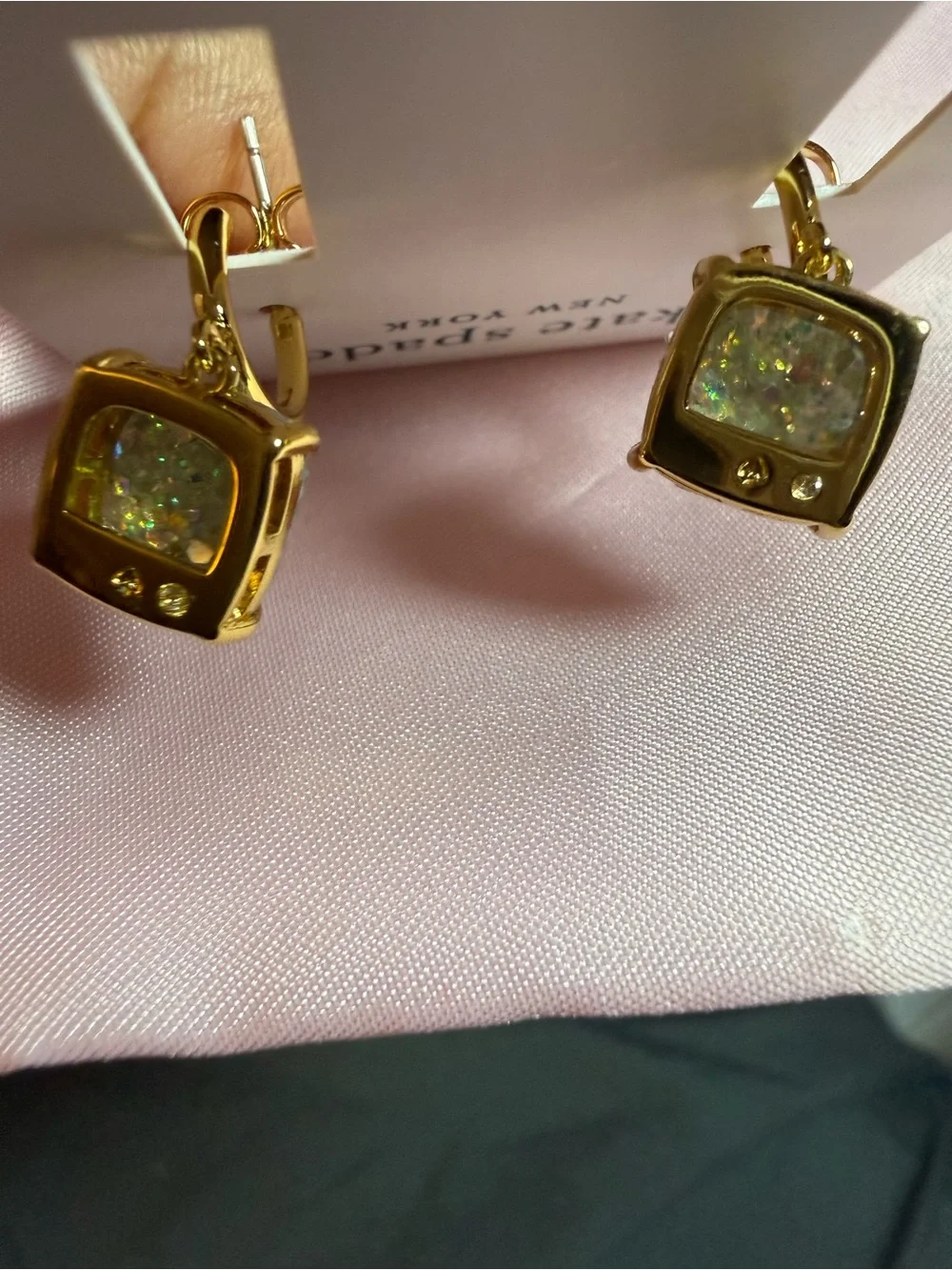 kate spade Gold-Plated Iridescent Druzy Drop Earrings